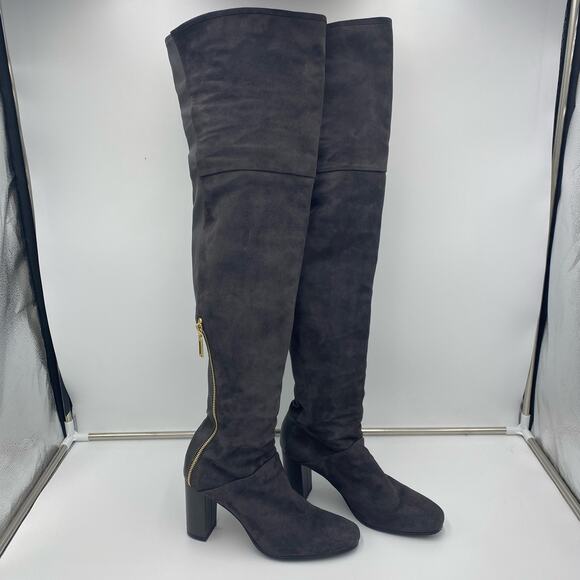 Stuart Weitzman Grey Suede Hardy 90 Over The Knee Thigh High Boots Size 8.5 - Picture 1 of 12